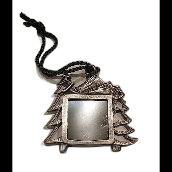 Vintage Signed DLB Pewter Picture Frame Hanging Ornament Christmas Tree Mountian - Picture 5 of 10
